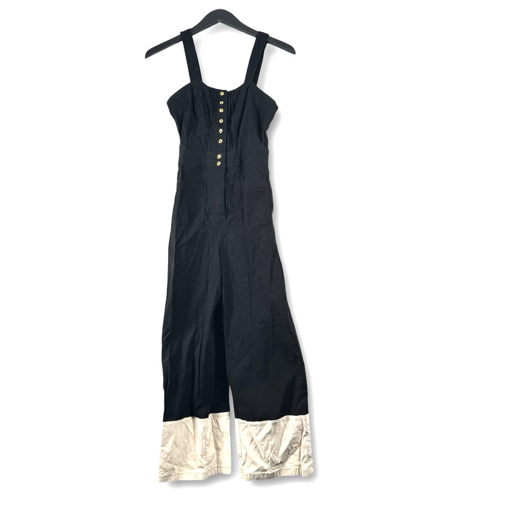 Maeve Anthropologie Colette Cropped Wide Leg Overalls Jumpsuit Sz 2